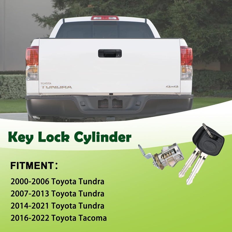 omoZone Rear Tailgate Liftgate Door Lock Cylinder with Keys Compatible with 2000-2021 Toyota Tundra 2016-2022 Tacoma Replaces 69055-0C010 69055-0C030 - Image 3